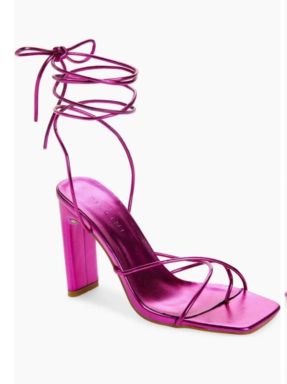 Billini Fuchsia Lace-Up Square Toe Heels